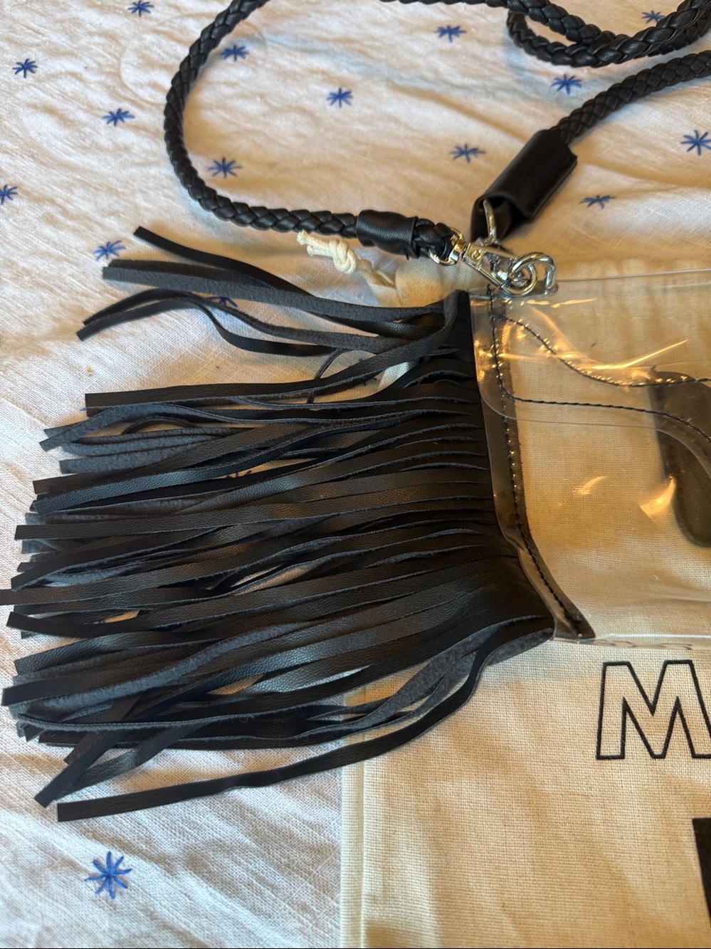 Clear Crossbody Bag with Black Fringe - Picture 2 of 6